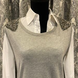 Gray sleeveless sweatshirt with Embellished Shoulders